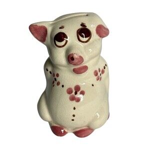 Vintage Piggy Bank Ceramic Pink Floral Cute Kitsch Pig Coin Bank